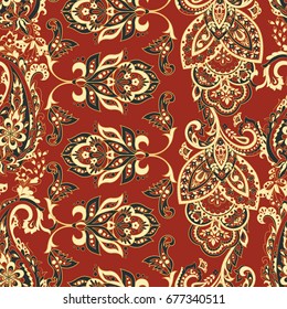 Folkloric Batik vector ornament. Ethnic Floral seamless pattern.