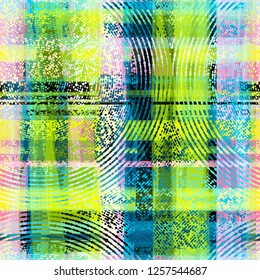 Folkloric colored seamless texture. Green, blue, pink color. Abstract vector background for web page, banners backdrop, fabric, home decor, wrapping