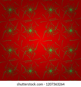 Folkloric ethnic green, orange and red embroidery floral seamless pattern. A line of neck, bags, textiles for your design. Vector illustration.