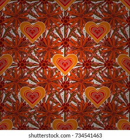 Folkloric ethnic white, orange and brown embroidery floral seamless pattern. A line of neck, bags, textiles for your design. Vector illustration.