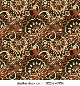 folkloric flowers seamless pattern. damask floral vector ornament