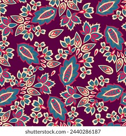 folkloric flowers seamless pattern. ethnic floral vector ornament