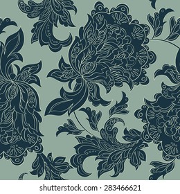 folkloric flowers seamless pattern. ethnic floral vector ornament