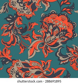 folkloric flowers seamless pattern. ethnic floral vector ornament