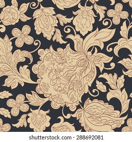 folkloric flowers seamless pattern. ethnic floral vector ornament