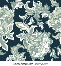 folkloric flowers seamless pattern. ethnic floral vector ornament