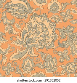 folkloric flowers seamless pattern. ethnic floral vector ornament