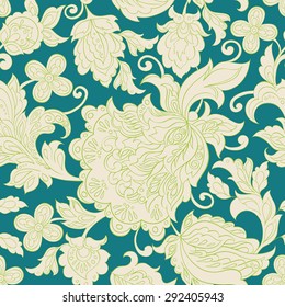 folkloric flowers seamless pattern. ethnic floral vector ornament