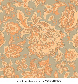 folkloric flowers seamless pattern. ethnic floral vector ornament