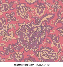 folkloric flowers seamless pattern. ethnic floral vector ornament