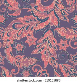 Folkloric flowers seamless pattern. Ethnic floral vector ornament