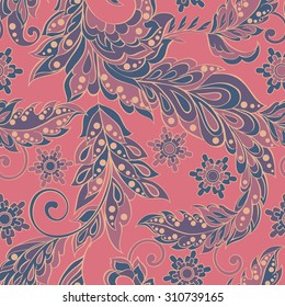Folkloric flowers seamless pattern. Ethnic floral vector ornament