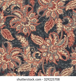 folkloric flowers seamless pattern. ethnic floral vector ornament