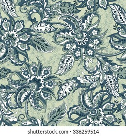 folkloric flowers seamless pattern. ethnic floral vector ornament