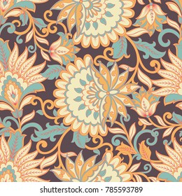 folkloric flowers seamless pattern. ethnic floral vector ornament