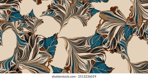 Folkloric print and floral seamless pattern. Vector Illustration