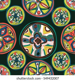 Folkloric seamless pattern. All objects are conveniently grouped and are easily editable.