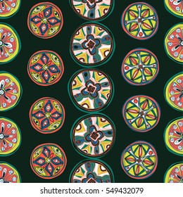 Folkloric seamless pattern. All objects are conveniently grouped and are easily editable.