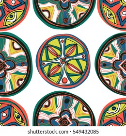 Folkloric seamless pattern. All objects are conveniently grouped and are easily editable.