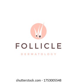 follicle hair dermatology logo vector icon illustration