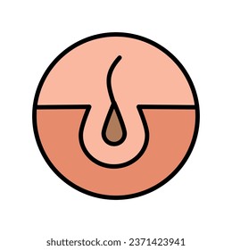 Follicle Shine Concept Color Icon. Hair Shiny with Keratin Effect Simple Pictogram. Hair Follicle Flat Icon. Isolated Vector Illustration.