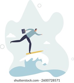 Follow business trend or momentum, challenge to overcome difficulty, professional experience worker or career development concept.flat character life .