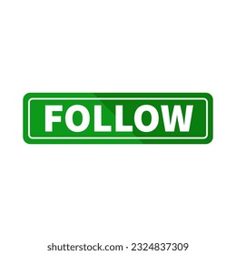 Follow Button In Green Duo Tone Color With White Line And Rectangle Shape
