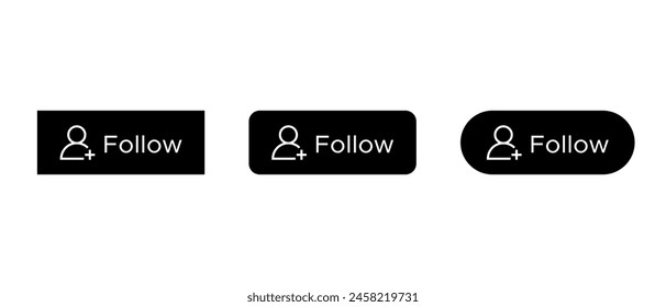 Follow button icon set isolated on white background. Social media elements