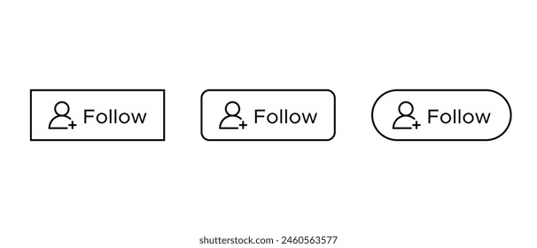 Folgen Button-Symbolsatz. Social-Media-Elemente