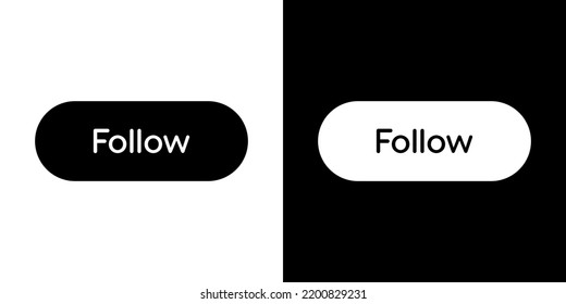 Follow Button Icon Vector In Clipart Style. Social Media Elements
