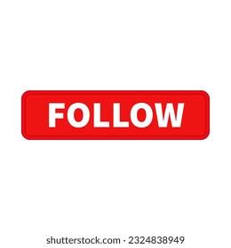 Follow Button In Red 3D Color And Rectangle Shape
