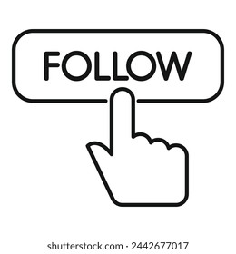 Follow click button icon outline vector. New popular page. Web content