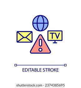 Follow emergency information RGB color icon. Choose communication channel. Response officials. Isolated vector illustration. Simple filled line drawing. Editable stroke. Arial font used