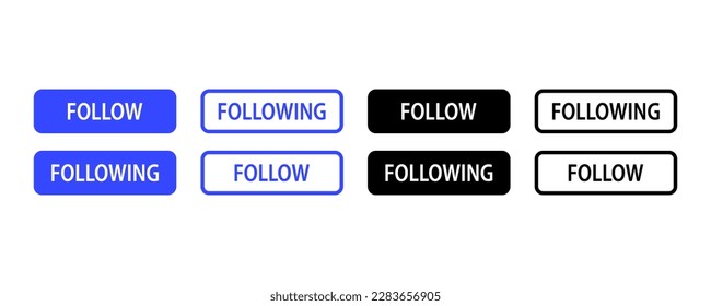 Follow and following buttons. Sign of subscription. The concept of the social network. Vector illustration