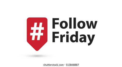 Folgen Sie dem Freitag-Hashtag in einem roten Tag für soziale Medien (Vektorgrafik in Flachstil-Design)