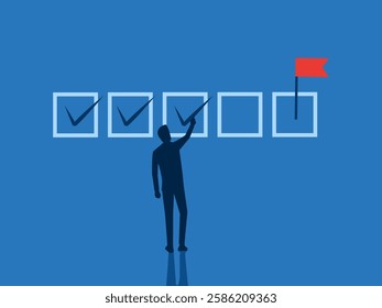 Follow the goals set, businessman writes the right squares
