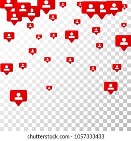 Follow Icon. Notifications with Followers.  Rating Scale Elements of Design for Web, Advertisement, Promotion, Marketing, Internet, App, SMM, CEO  Concept for Follow Icon Illustration