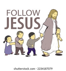 FOLLOW JESUS CHRIST VECTOR ILLUSTRATION