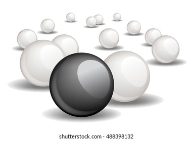 Follow the leader, Unique black ball Vector image 