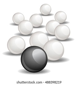 Follow the leader, Unique black ball Vector image 