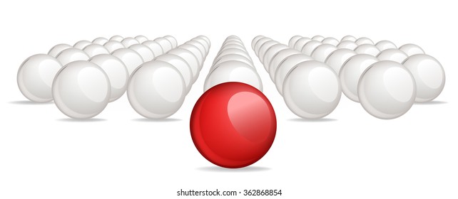 Follow the leader, Unique red ball. 