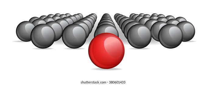 Follow the leader, Unique red ball Vector image 