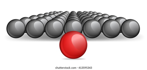 Follow the leader, Unique red ball Vector image 