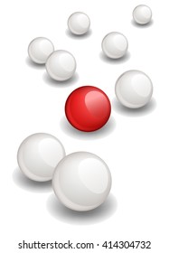 Follow the leader, Unique red ball Vector image