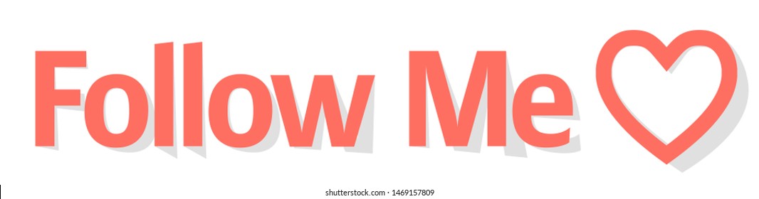 Follow Me Banner Coral color on a white background