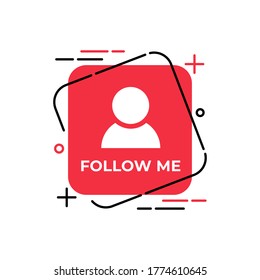 Follow Me button icon vector for social media. Follow icon Vector illustration design template. Follow icon or button for video channel, blog, social media concept and background banner