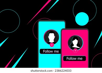 Follow me - a button on a smartphone screen in popular social media style. Modern advertising social media design. Vector illustration