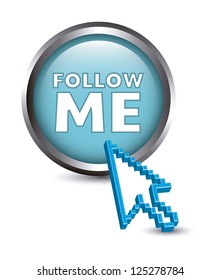 follow me button with pointer cursor. vector illustration