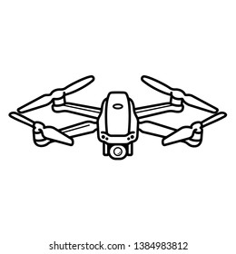 Follow me drone. Vector outline icon isolated on white background.