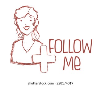 follow me graphic design , vector illustration